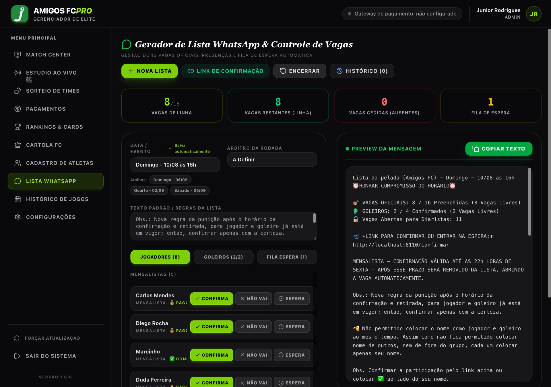Gerador de lista para WhatsApp